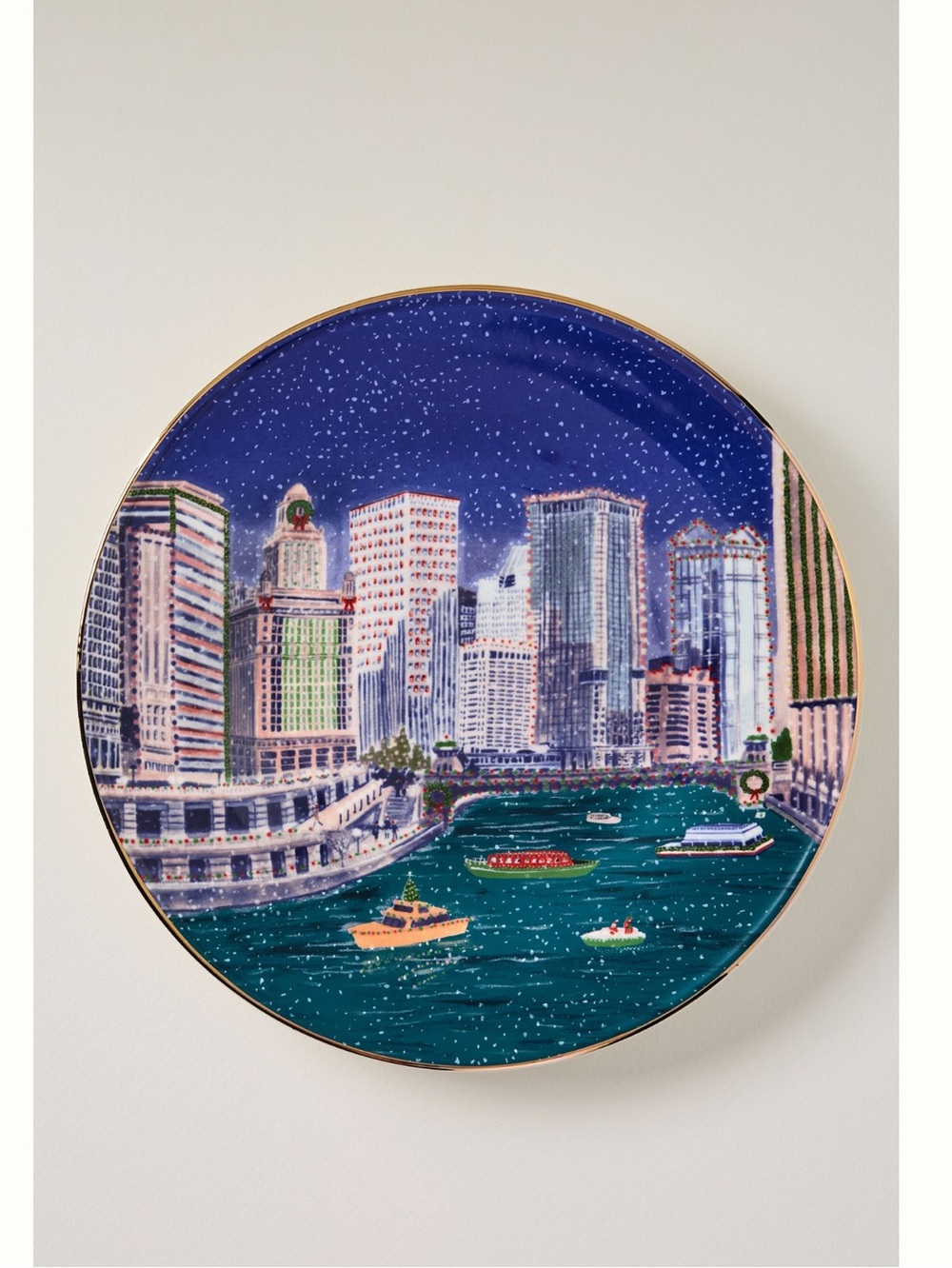 Anthropologie Chicago Plate Holidays in the City Stoneware New Christmas 2025